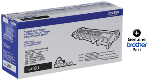 Brother TN660 Black Toner Cartridge, High Yield, Up to 2,600 Pages