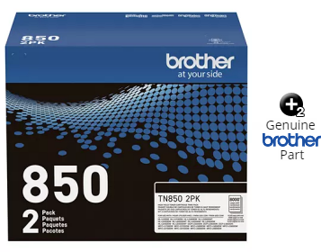 Brother Genuine High-Yield Black Toner Cartridge Twin Pack TN850 2PK 