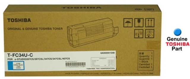 Toshiba T-FC34U-C TFC34UC Toner Cartridge Cyan e-STUDIO 287CS 287CSL 347CS  347CSL 407CS - Sun Data Supply